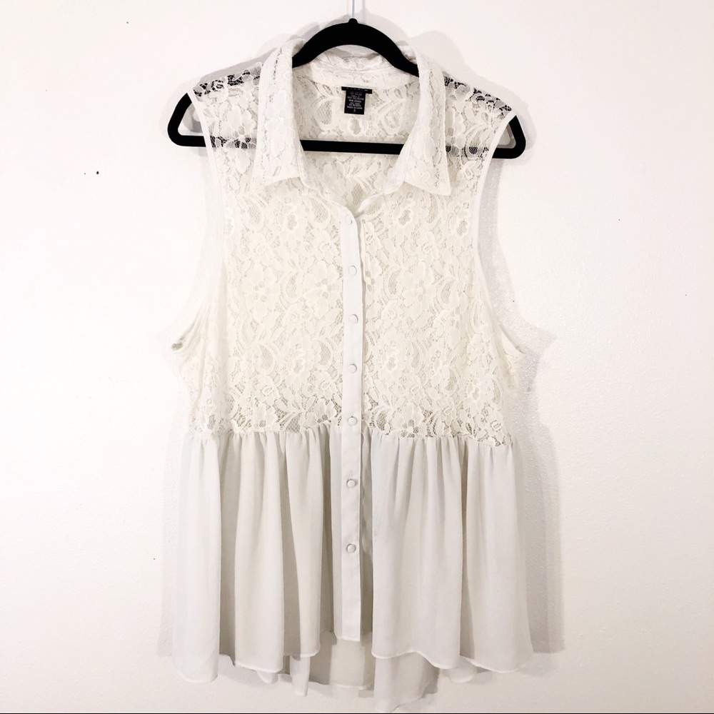 Torrid Lace Button Down Tank Top Size 3